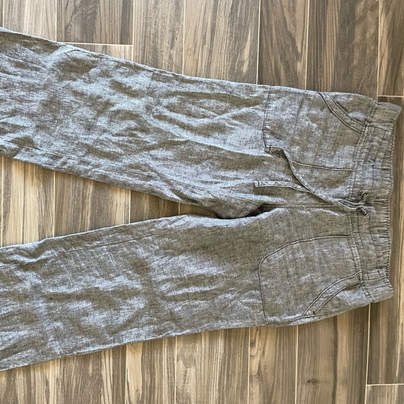 Athleta Linen Drawstring Pants Heathered Gray Size 8 Petite - Picture 5 of 7